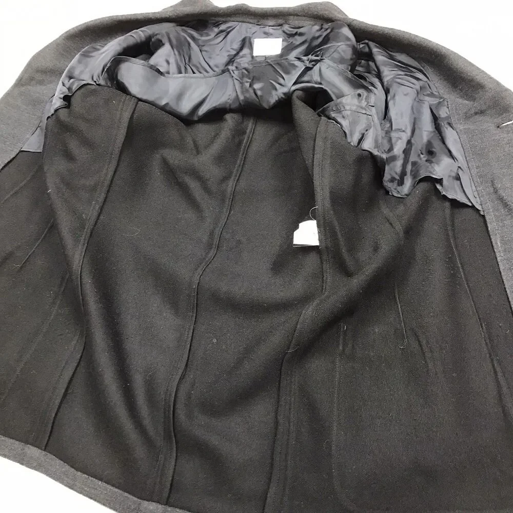 ARMANI COLLEZIONI Blazer Men 40 Charcoal Gray 100% Wool Pockets Made in Italy